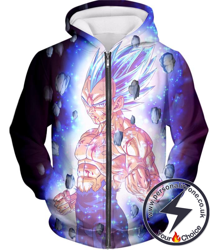 Dragon Ball Super Awesome Hero Prince Vegeta Super Saiyan Blue Cool Promo Zip Up Hoodie